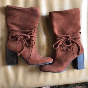 Brown free people boots in vegan suede!